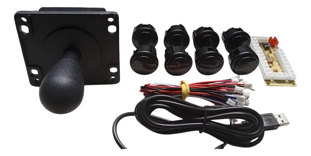 Kit Arcade Híbrido - Comando Aegir Original + 8 Botões Estilo Sanwa 30mm